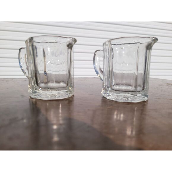 Other - Vintage Clear Pressed Glass Mini Creamer Pitchers - Set of 2 Individual Restaura